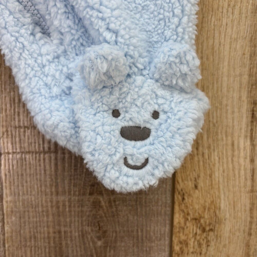 Carter's Baby Boy Bear Pram 3 Month Blue Fuzzy Hooded Comfy Fleece Outdoor Warm - Picture 2 of 11